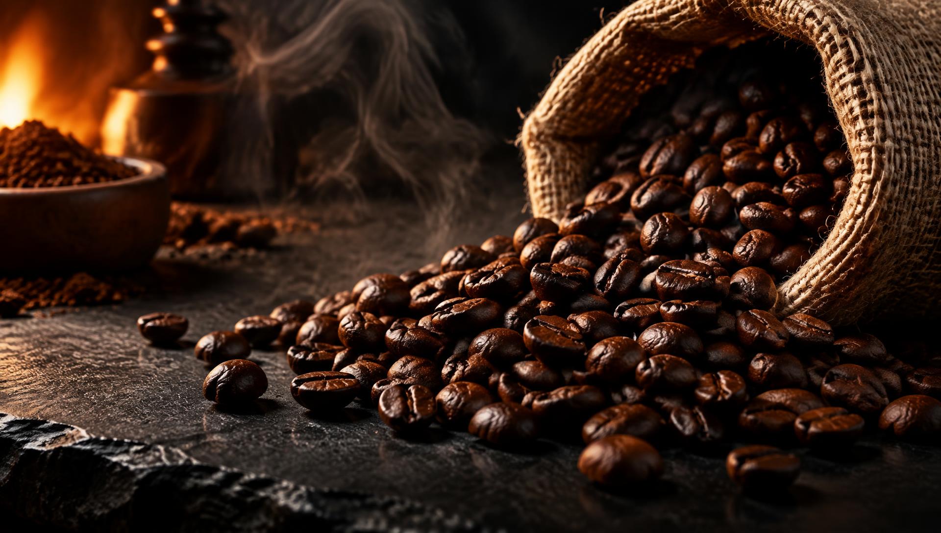 Freshly roasted coffee beans
